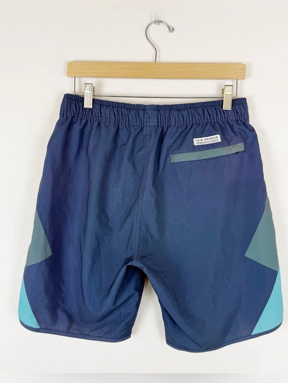 Fair Harbor Men's Swim Trunks Brief Lined Blue Green Colorblock